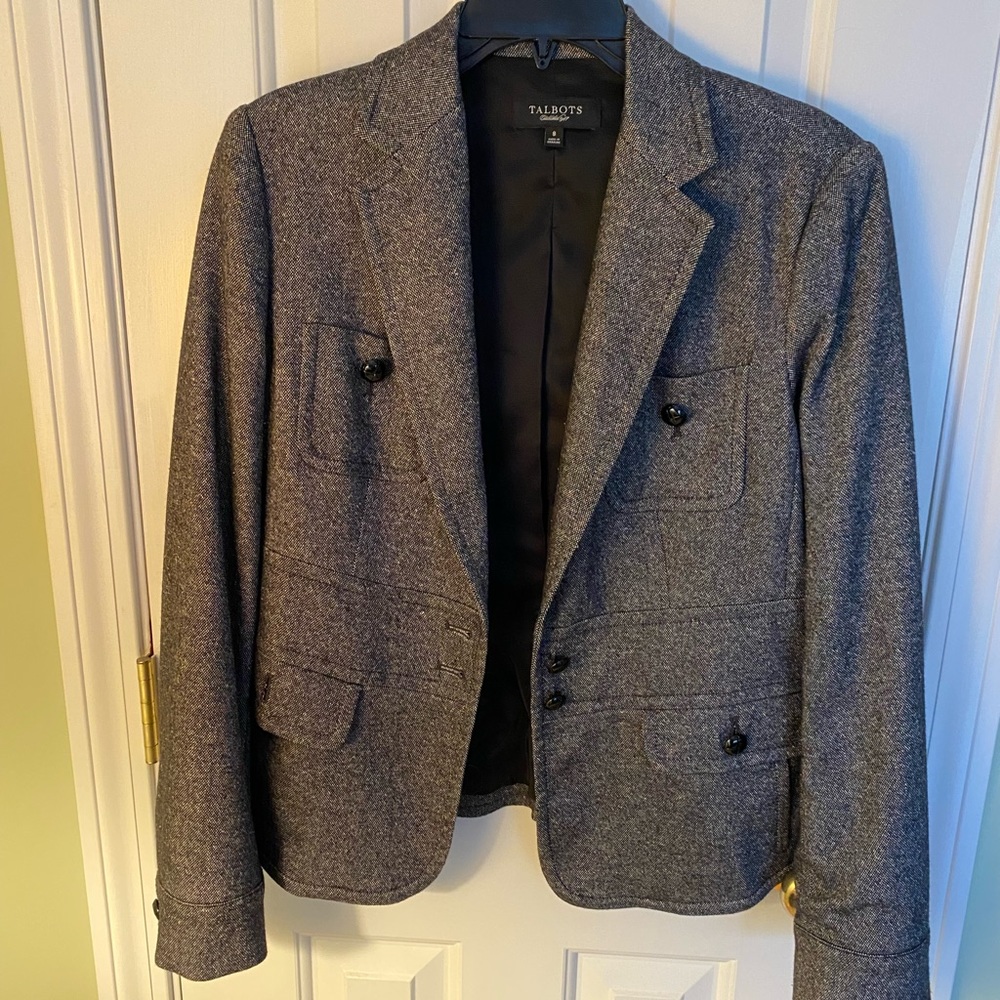 Talbots grey/black tweed jacket